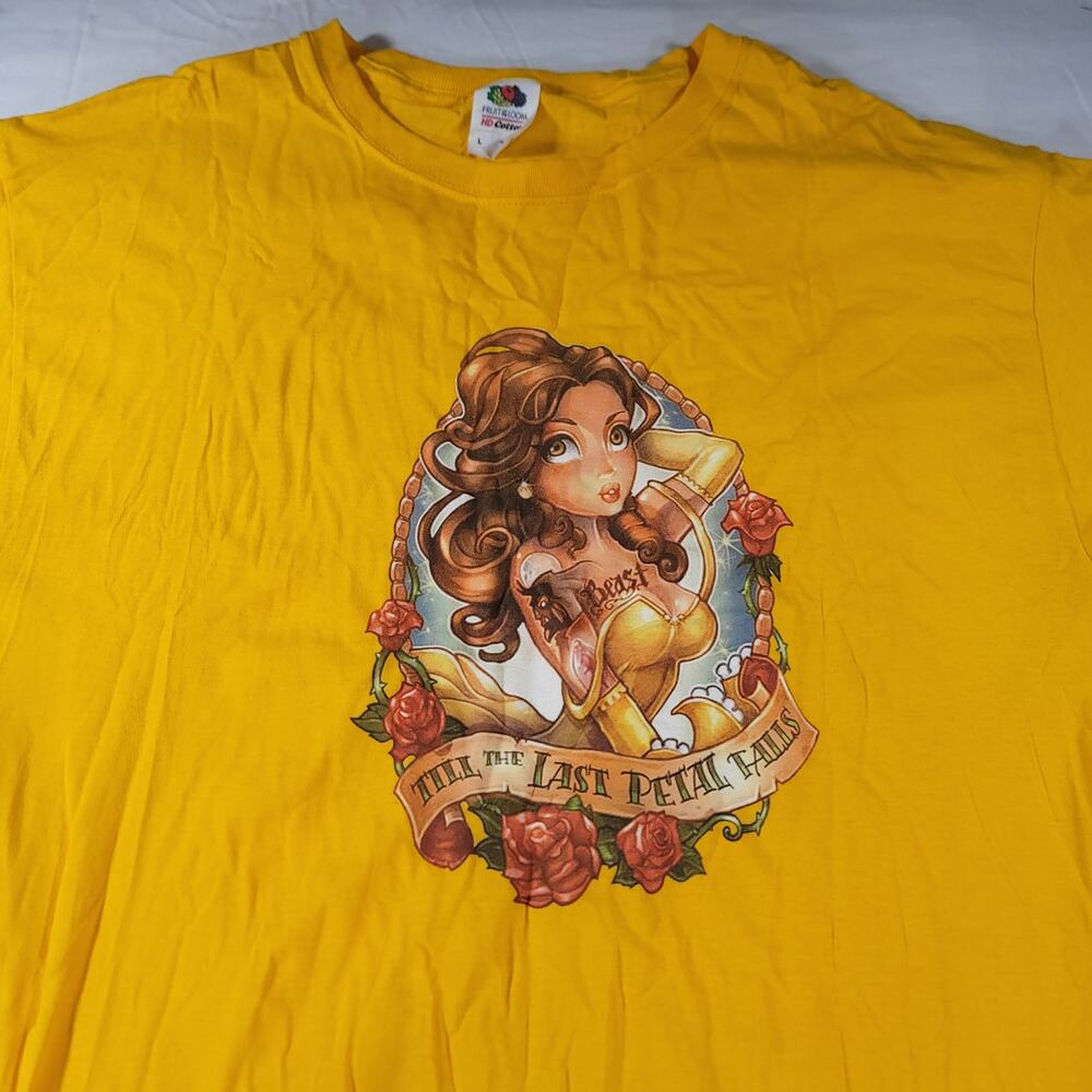 Beauty and the Beast Till the Last Petal Falls Shirt Mens Size L Yellow GQ531